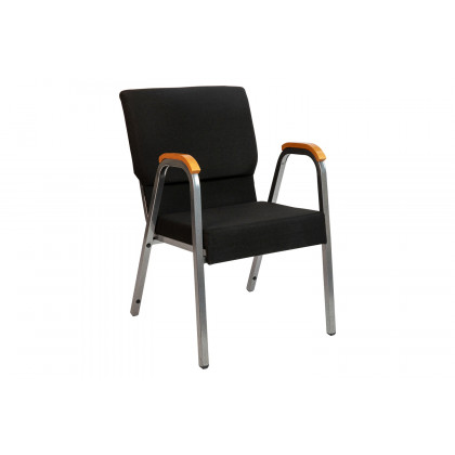 BLNK HERCULES Series Fabric Stacking Wood Accent Arm Church Chair with Silver Vein Frame - Black