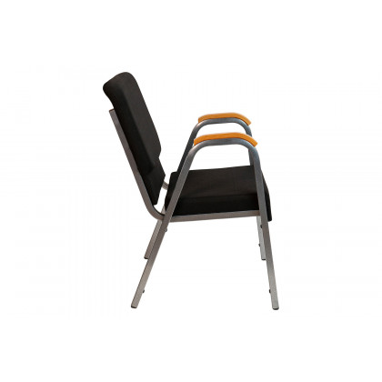 BLNK HERCULES Series Fabric Stacking Wood Accent Arm Church Chair with Silver Vein Frame - Black