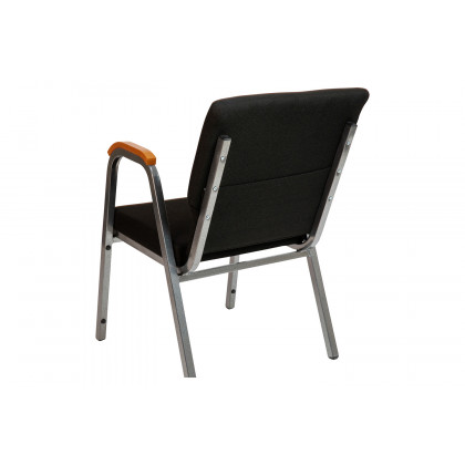 BLNK HERCULES Series Fabric Stacking Wood Accent Arm Church Chair with Silver Vein Frame - Black