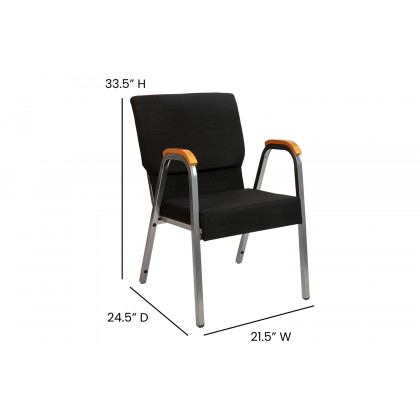 BLNK HERCULES Series Fabric Stacking Wood Accent Arm Church Chair with Silver Vein Frame - Black