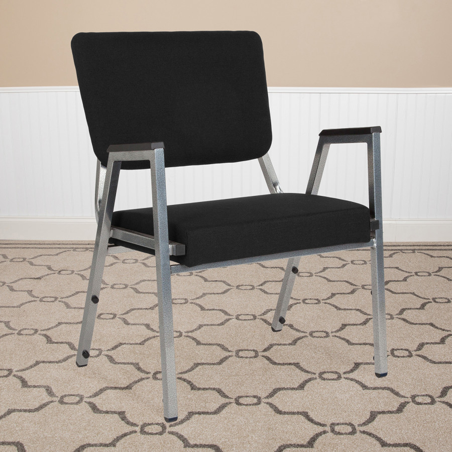 BLNK HERCULES Series Fabric Antimicrobial Bariatric Medical Reception Arm Chair with 3/4 Panel Back - Black