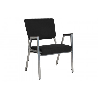BLNK HERCULES Series Fabric Antimicrobial Bariatric Medical Reception Arm Chair with 3/4 Panel Back - Black