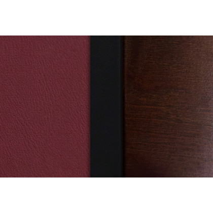 BLNK HERCULES Series Black Metal 3 Circle Back Restaurant Bar Stool with Walnut Wood Back and Vinyl Seat - Burgundy