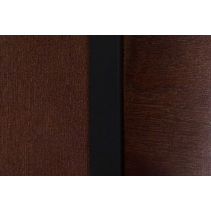 BLNK HERCULES Series Black Metal Slat Back Restaurant Chair with Wood Back and Seat - Walnut