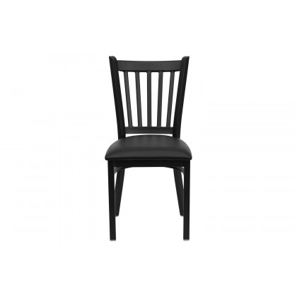 BLNK HERCULES Series Black Metal Vertical Back Restaurant Chair with Vinyl Seat - Black