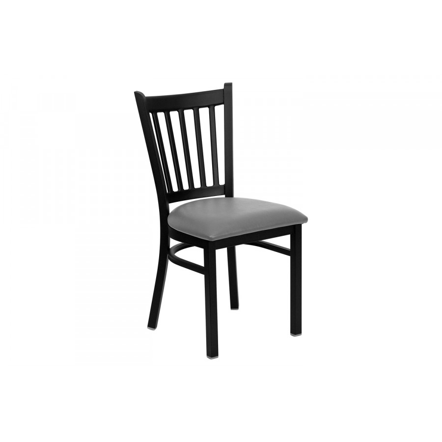 BLNK - HERCULES Series Black Metal Vertical Back Restaurant Chair with Custom Upholstered Seat