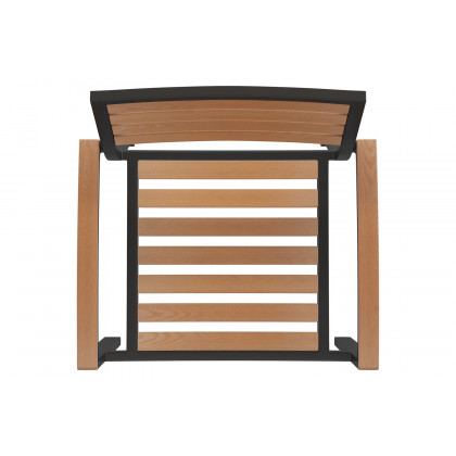 BLNK Lark Outdoor Patio Table Set with 4 Synthetic Teak Stackable Chairs, Square Table, Umbrella and Base - Teal