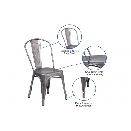 BLNK - Lincoln Metal Clear Coated Indoor Stackable Chair