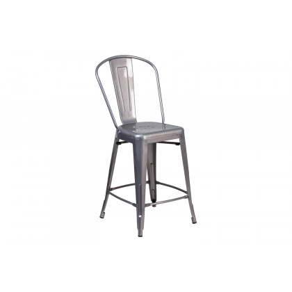 BLNK - Lincoln Clear Coated Indoor Counter Height Stool with Back