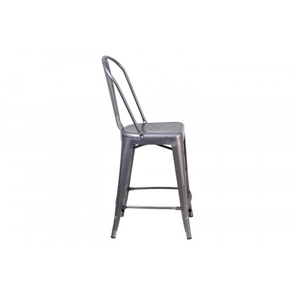 BLNK - Lincoln Clear Coated Indoor Counter Height Stool with Back