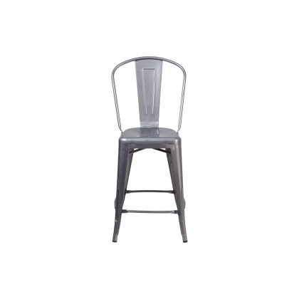 BLNK - Lincoln Clear Coated Indoor Counter Height Stool with Back