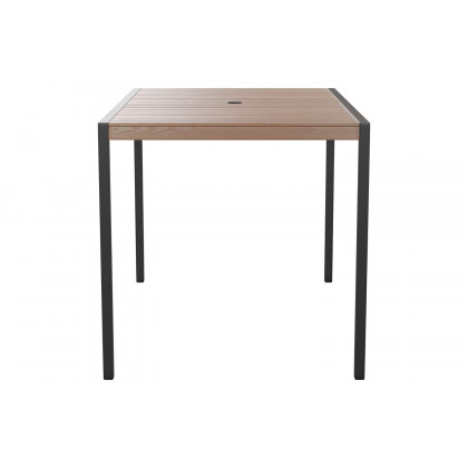 BLNK Lark Outdoor Patio Table Set with 30" x 48" Synthetic Teak Patio Table, Umbrella and Base - Navy