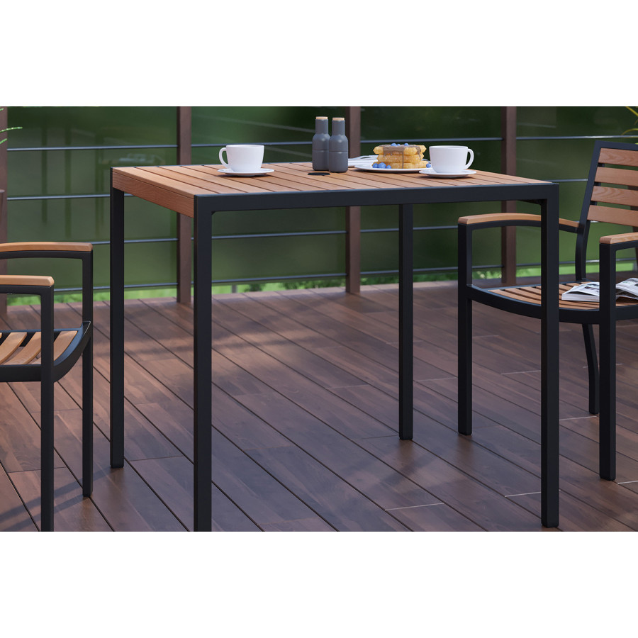 BLNK - Lark Outdoor Square Dining Table with Synthetic Teak Poly Slats