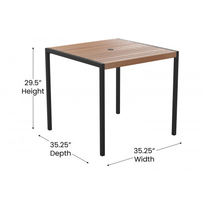 BLNK - Lark Outdoor Square Dining Table with Synthetic Teak Poly Slats
