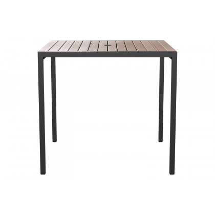 BLNK Lark Outdoor Patio Table Set with 35" Square Synthetic Teak Patio Table, Umbrella and Base - Red