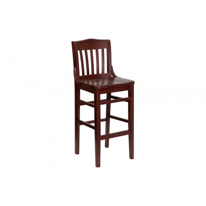 BLNK HERCULES Series Wood School House Back Restaurant Bar Stool - Mahogany