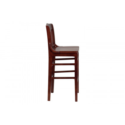 BLNK HERCULES Series Wood School House Back Restaurant Bar Stool - Mahogany