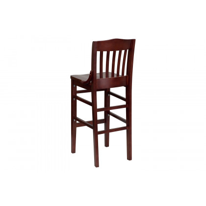 BLNK HERCULES Series Wood School House Back Restaurant Bar Stool - Mahogany