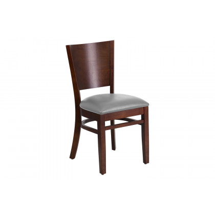 BLNK - Lacey Series Wood Solid Back Restaurant Chair with Custom Upholstered Seat