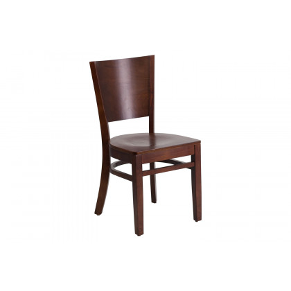 BLNK Lacey Series Wood Solid Back Restaurant Chair - Walnut