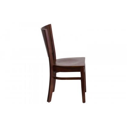 BLNK Lacey Series Wood Solid Back Restaurant Chair - Walnut