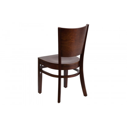 BLNK Lacey Series Wood Solid Back Restaurant Chair - Walnut