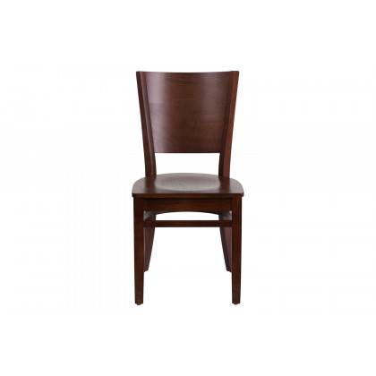 BLNK Lacey Series Wood Solid Back Restaurant Chair - Walnut