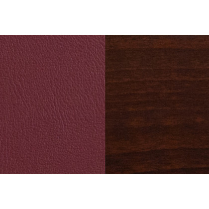 BLNK Lacey Series Walnut Wood Solid Back Restaurant Bar Stool with Vinyl Seat - Burgundy