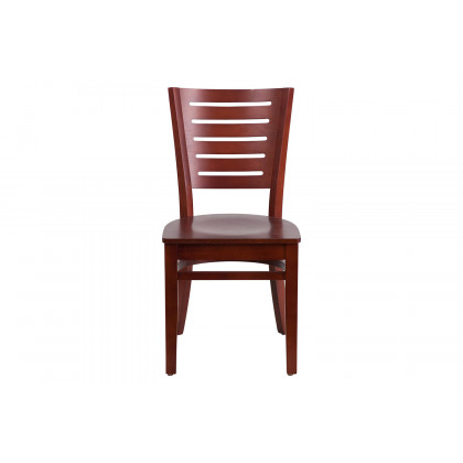 BLNK Darby Series Wood Slat Back Restaurant Chair - Mahogany