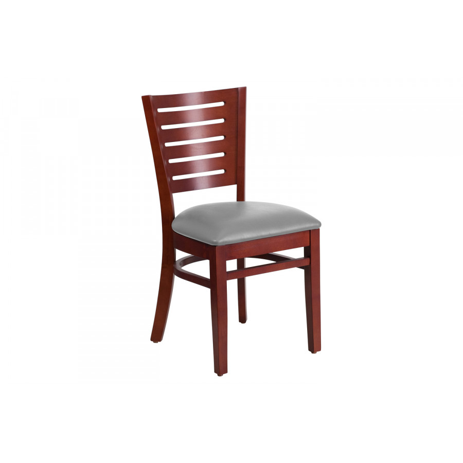 BLNK - Darby Series Wood Slat Back Restaurant Chair with Custom Upholstered Seat