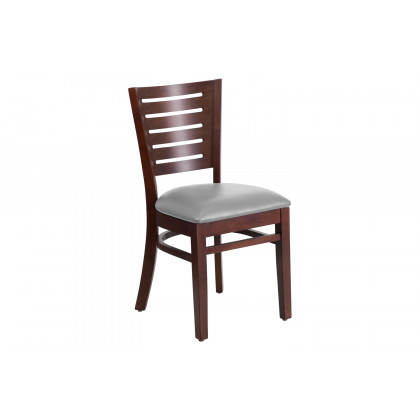 BLNK - Darby Series Wood Slat Back Restaurant Chair with Custom Upholstered Seat