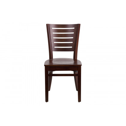 BLNK Darby Series Wood Slat Back Restaurant Chair - Walnut