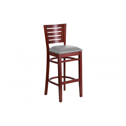 BLNK - Darby Series Wood Slat Back Restaurant Bar Stool with Custom Upholstered Seat