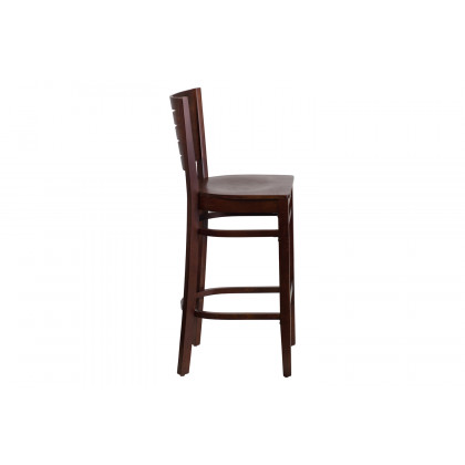 BLNK Darby Series Slat Back Walnut Wood Restaurant Bar Stool