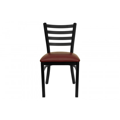 BLNK HERCULES Series Black Metal Ladder Back Restaurant Chair with Vinyl Seat - Burgundy