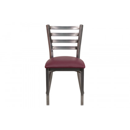 BLNK HERCULES Series Clear Coated Metal Ladder Back Restaurant Chair with Vinyl Seat - Burgundy