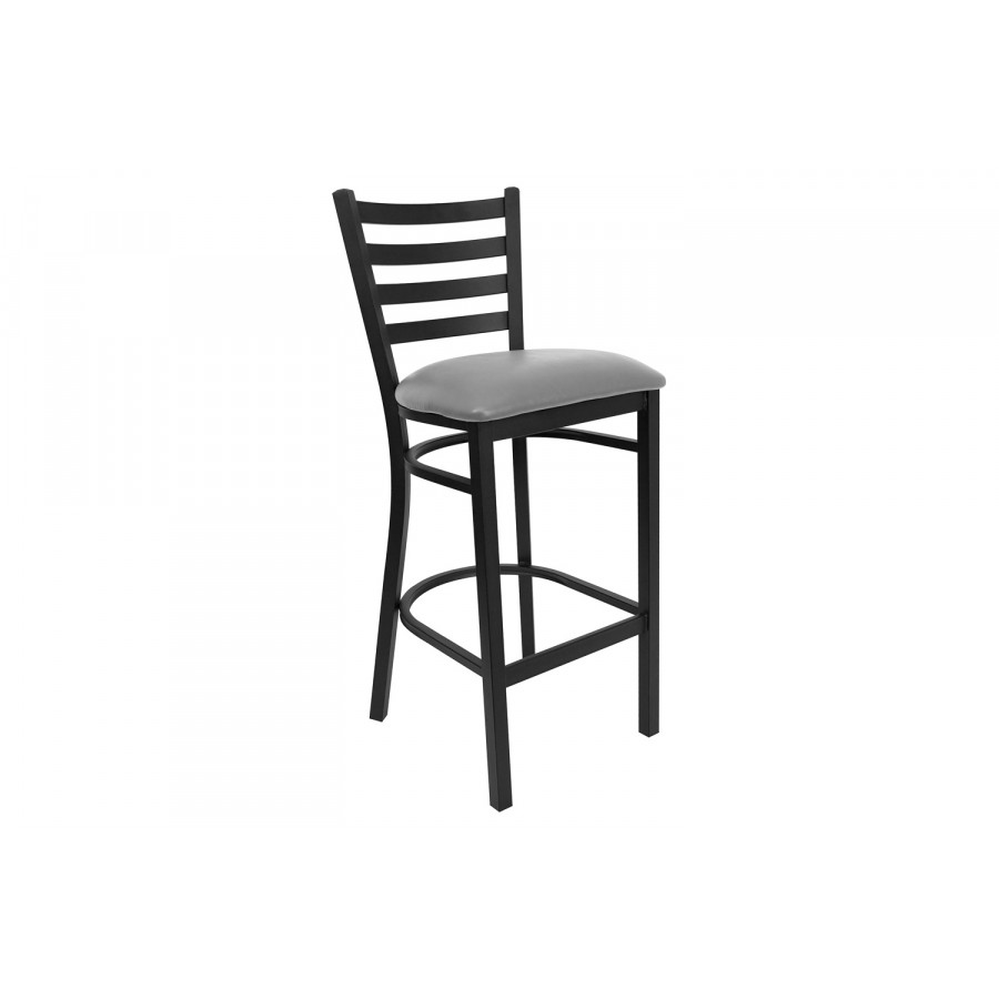 BLNK - HERCULES Series Black Metal Ladder Back Restaurant Bar Stool with Custom Upholstered Seat