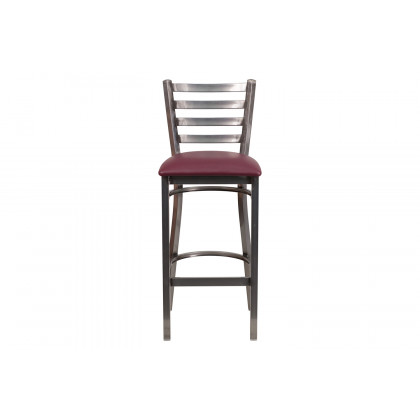 BLNK HERCULES Series Clear Coated Metal Ladder Back Restaurant Bar Stool with Vinyl Seat - Burgundy