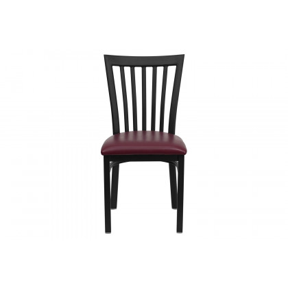 BLNK HERCULES Series Black Metal School House Back Restaurant Chair with Vinyl Seat - Burgundy