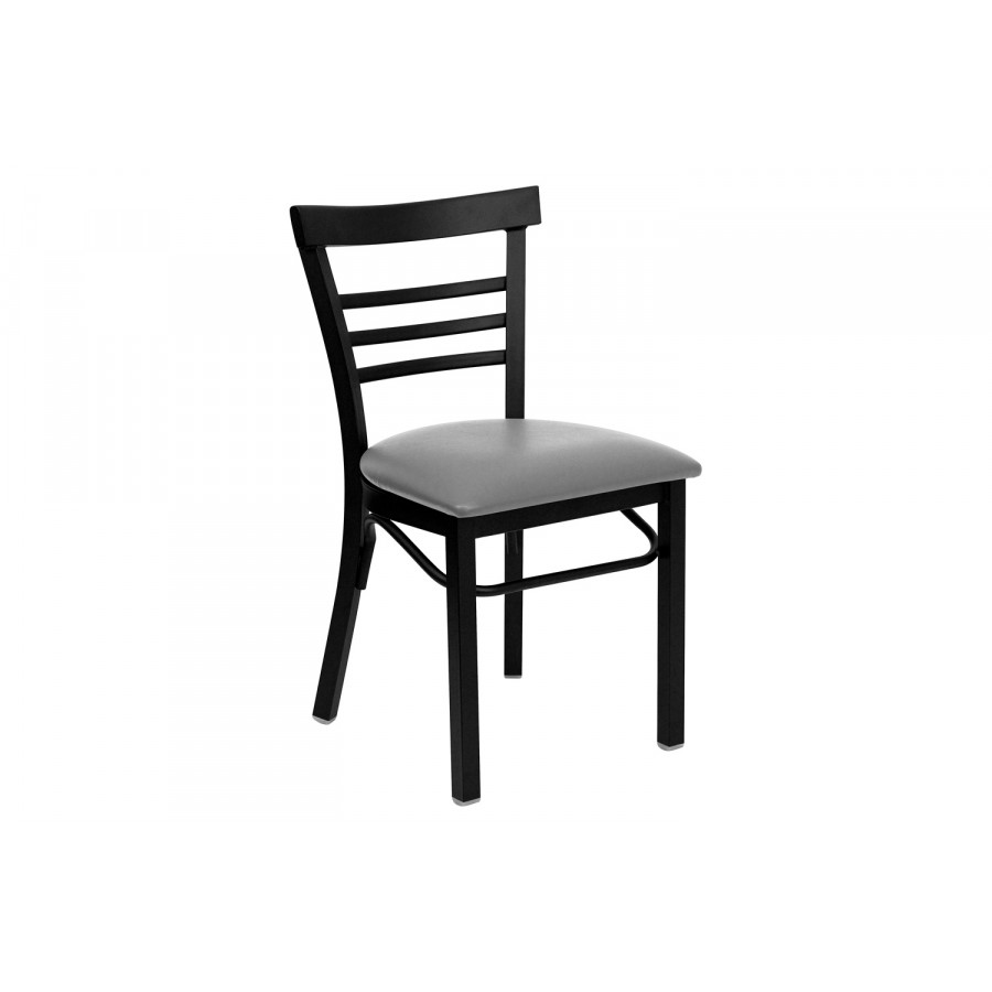 BLNK - HERCULES Series Black Metal Three-Slat Ladder Back Restaurant Chair with Custom Upholstered Seat