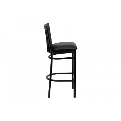 BLNK HERCULES Series Black Metal School House Back Restaurant Bar Stool with Vinyl Seat - Black