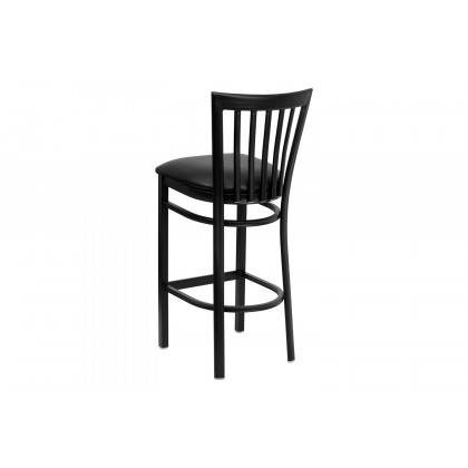 BLNK HERCULES Series Black Metal School House Back Restaurant Bar Stool with Vinyl Seat - Black