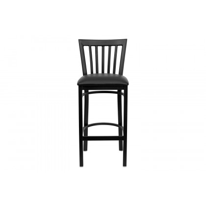BLNK HERCULES Series Black Metal School House Back Restaurant Bar Stool with Vinyl Seat - Black
