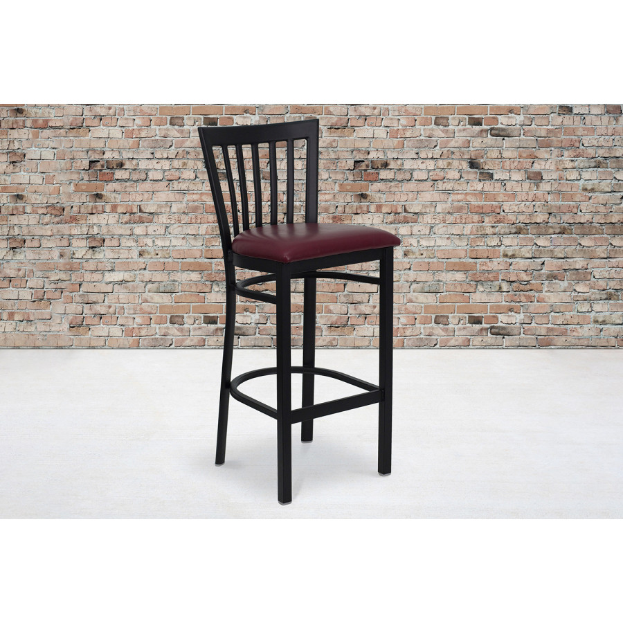 BLNK - HERCULES Series Black Metal School House Back Restaurant Bar Stool with Vinyl Seat