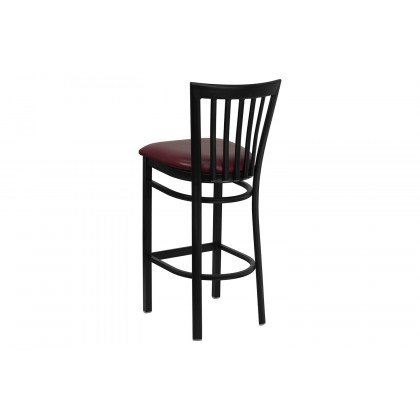 BLNK HERCULES Series Black Metal School House Back Restaurant Bar Stool with Vinyl Seat - Burgundy