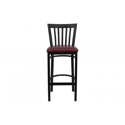 BLNK HERCULES Series Black Metal School House Back Restaurant Bar Stool with Vinyl Seat - Burgundy