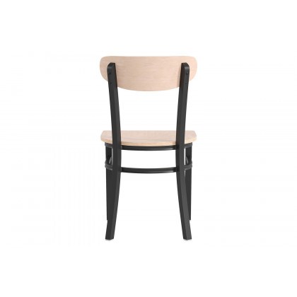 BLNK Wright Commercial Dining Chair with Black Steel Frame, Solid Wood Seat, and Boomerang Back - Natural Birch
