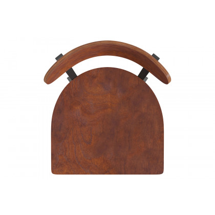 BLNK Wright Commercial Dining Chair with Black Steel Frame, Solid Wood Seat, and Boomerang Back - Walnut
