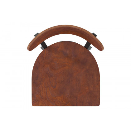 BLNK Wright Commercial Bar Stool Black Steel Frame with Wooden Boomerang Back and Solid Wood Seat - Walnut