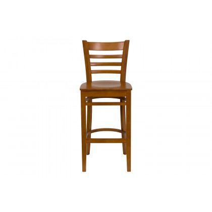 BLNK - HERCULES Series Cherry Wood Ladder Back Restaurant Bar Stool